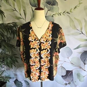 HILO HATTIE | Vintage Hawaiian Tee w/ Pineapple Print sz XL